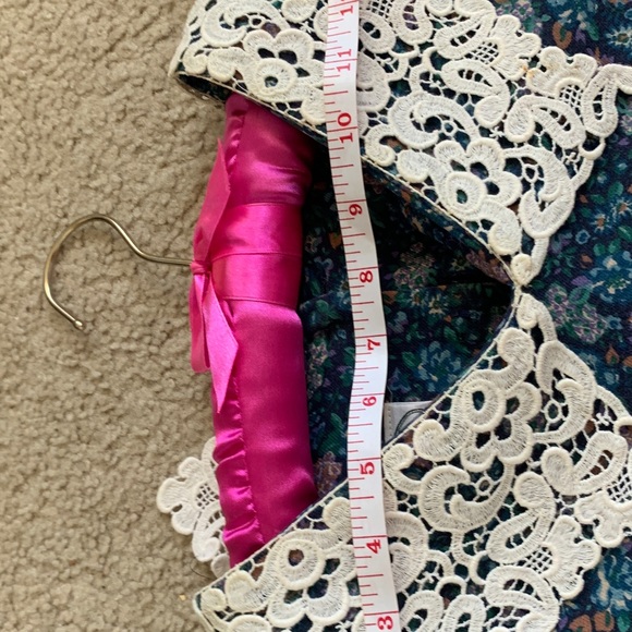 Laura Ashley, vintage, prairie, victorian, lace collar, greenish blue, eighties - Picture 10 of 16